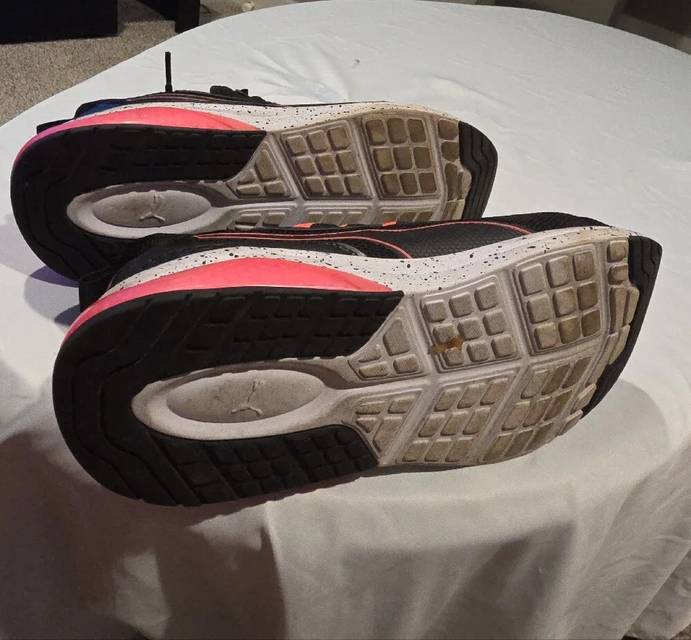 Puma Kids Black Sneakers with Coral Accents